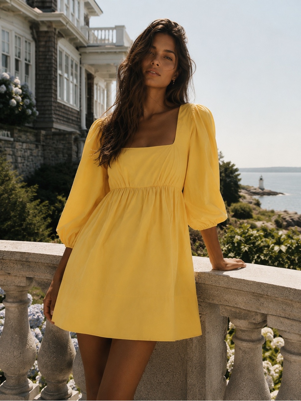 Staud Yellow Puff Sleeve Mini Dress Size S | Coastal Chic